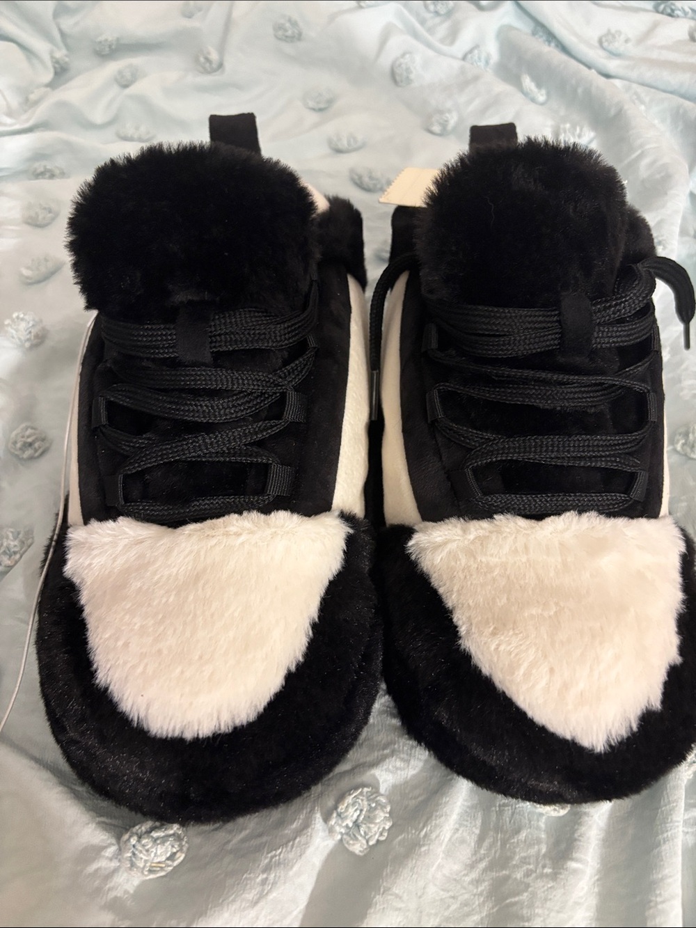 Cat & Jack Black and White Plush Slipper Sneakers